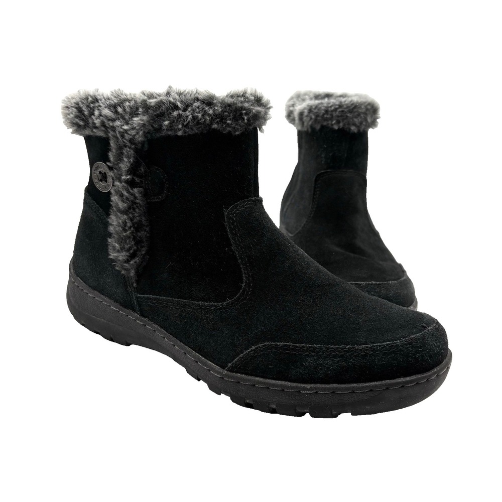 KHOMBU Iris Boot Women's Size 10 Black Suede Faux Fur Water Resistant Ankle Boot